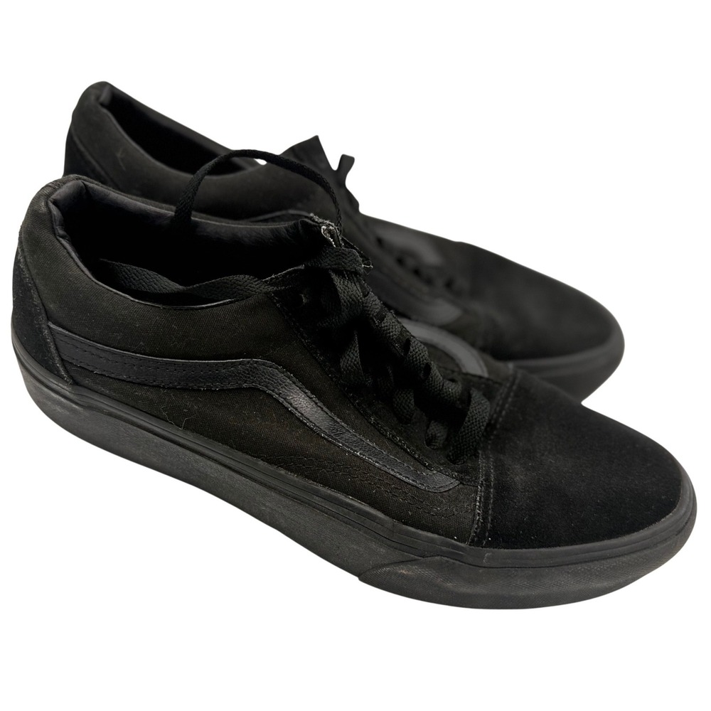 Vans Old Skool Triple Black Suede Canvas Skate Shoes Mens 8.5 Womens 10 721454